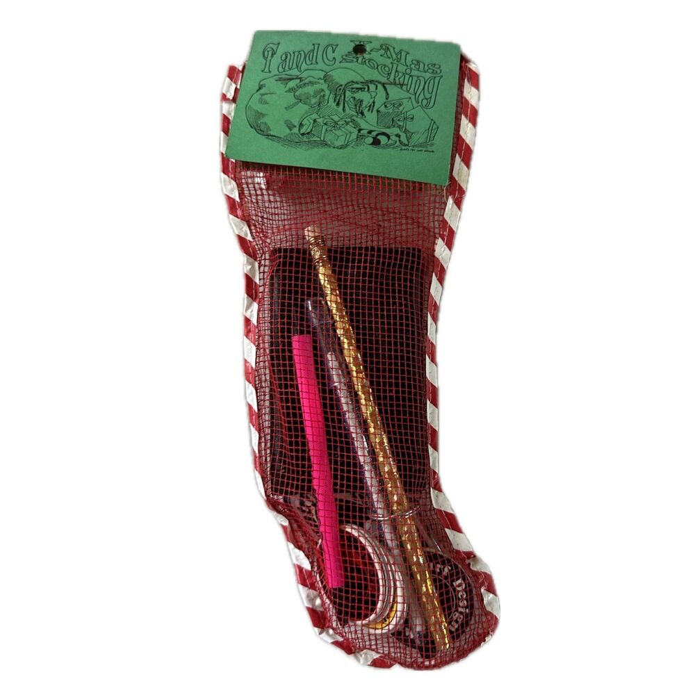 Vintage NWOT Town & Country T&C Novelty Netted Christmas Stocking